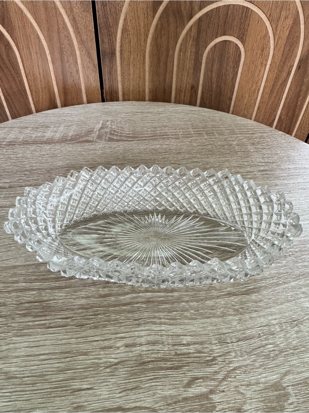 Westmoreland Clear Cut Glass Oval Serving Platter